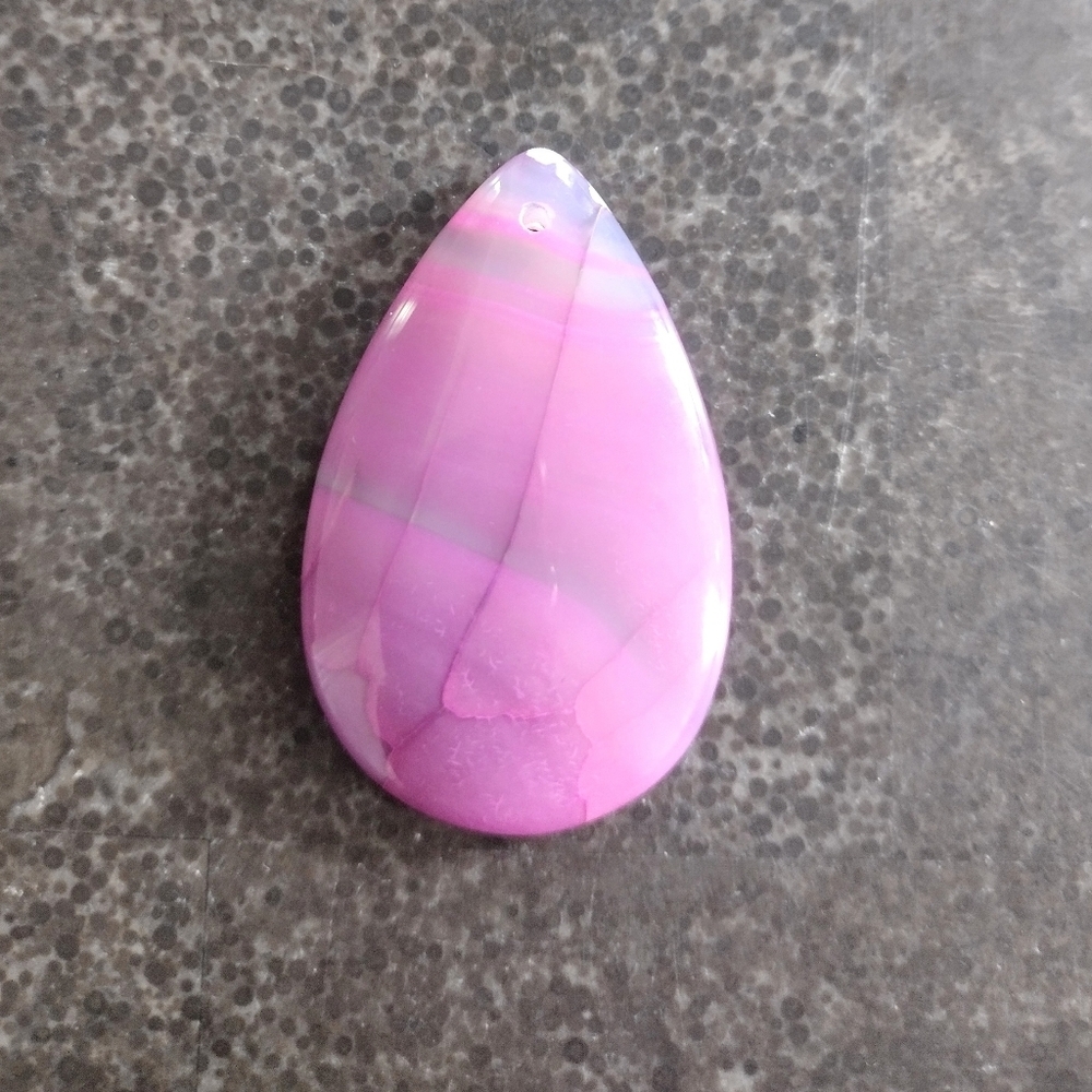 Pink Dragon's Veins Agate Teardrop Pendant Gemstone